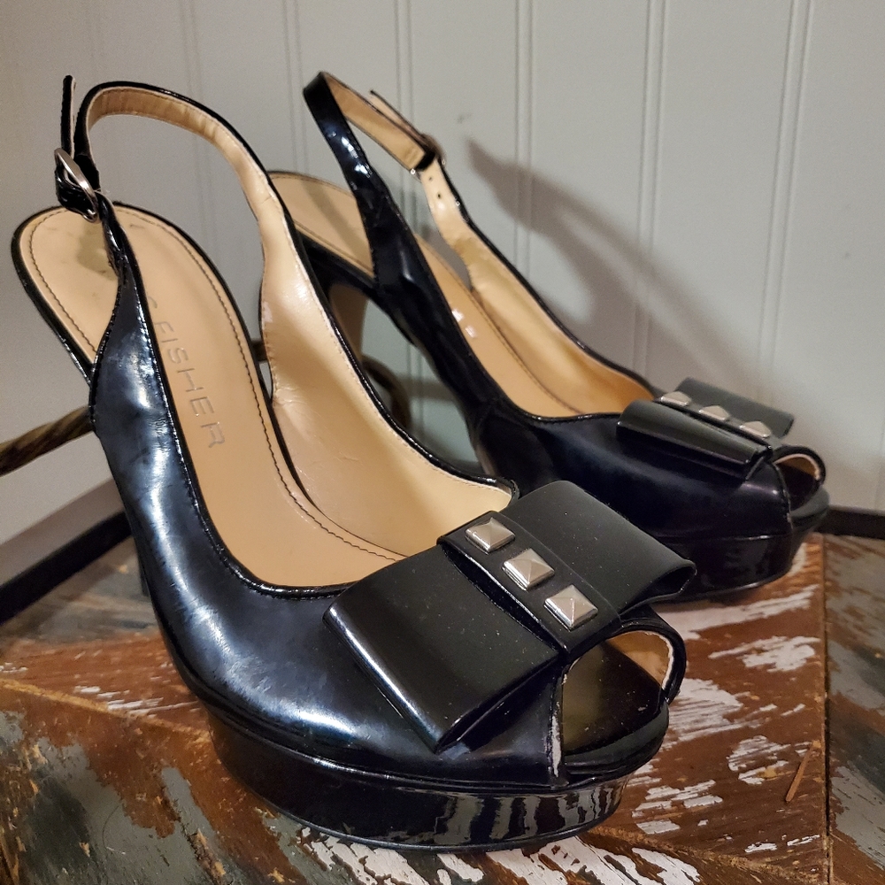 Marc Fisher Platform Stiletto Heels Slingback Studded Bow Y2k Punk